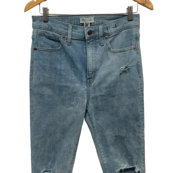 Madewell 11" High Rise Skinny Jeans Distressed Light Wash Denim Size 29 AG163 - Picture 3 of 8